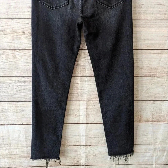 Hudson Size 26 Barbara Skinny Jeans Charcoal Raw Hem Stretchy Exposed Buttonfly - Picture 10 of 11